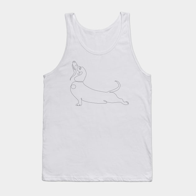 One Line Dachshund Upward Facing Dog Tank Top by huebucket